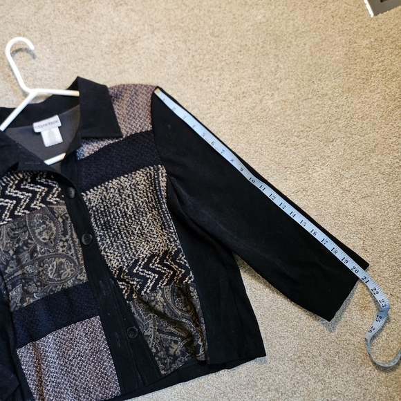 Robyne Faune | Size 14P Women's | Black and Patchwork Button-Up Jacket - Picture 9 of 10